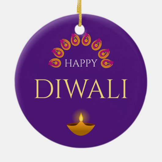 Happy Diwali Festival van Lights Hindu Keramisch Ornament (Achterkant)