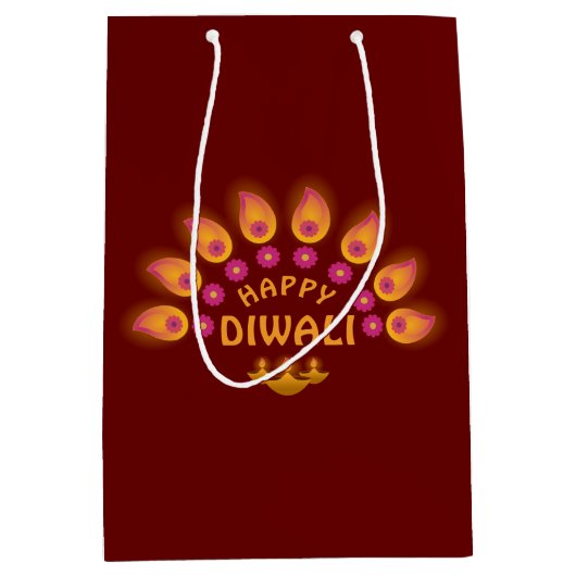 Happy Diwali Festival van Lights Hindu Medium Cadeauzakje (Voorkant)