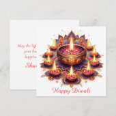 Happy Diwali Floral Diya Rangoli Festival van het  Feestdagenkaart (Voorkant / Achterkant)