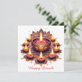 Happy Diwali Floral Diya Rangoli Festival van het  Feestdagenkaart (Staand voorkant)