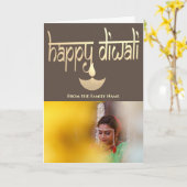 Happy Diwali Foto op maat van goud en aarde Kaart (Gele Bloem)