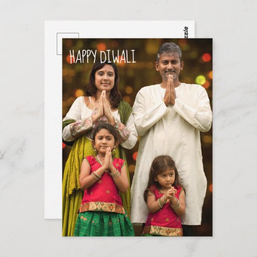 Happy Diwali Full voegt uw familiefoliday toe Briefkaart (Voorkant / Achterkant)