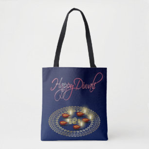 Happy Diwali Ganesha Rangoli - All-Over-Print Tas