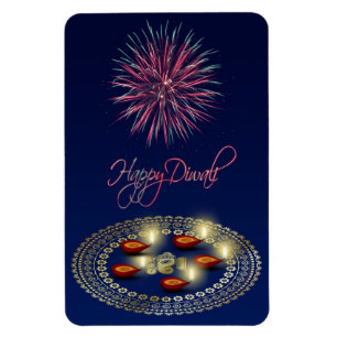 Happy Diwali Ganesha Rangoli - Flexibele Magneet