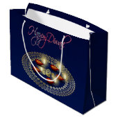 Happy Diwali Ganesha Rangoli - Large Gift Bag Large Cadeautasje (Achterkant Gekanteld)