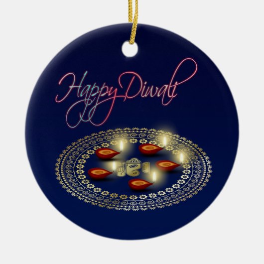 Happy Diwali Ganesha Rangoli - Ornament (Voorkant)