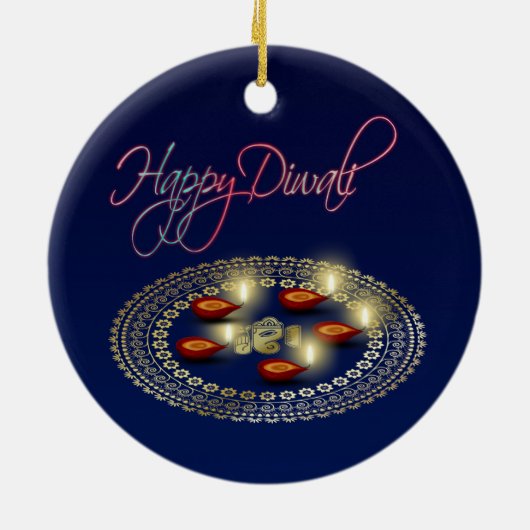 Happy Diwali Ganesha Rangoli - Ornament (Achterkant)