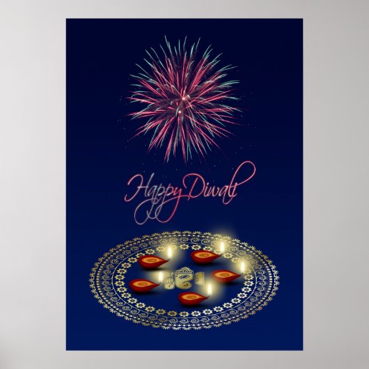 Happy Diwali Ganesha Rangoli - Poster print (Voorkant)