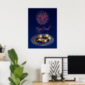 Happy Diwali Ganesha Rangoli - Poster print (Thuiskantoor)