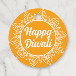 Happy Diwali Geel Rangoli Groet Label