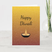 Happy Diwali Glitter Goud Elegant Diya Flame Kaart (Voorkant)