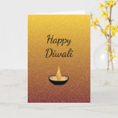 Happy Diwali Glitter Goud Elegant Diya Flame Kaart (Gele Bloem)