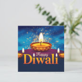 Happy Diwali Glowing Diya Festival van het Licht Feestdagenkaart (Staand voorkant)