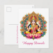 Happy Diwali Godin Lakshmi Festival van het Licht Feestdagenkaart (Voorkant / Achterkant)
