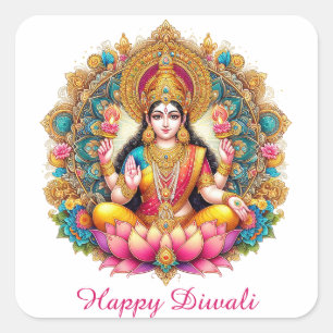 Happy Diwali Godin Lakshmi Festival van het Licht Vierkante Sticker