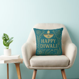 Happy Diwali Gold & Black Elegant Sierkussen