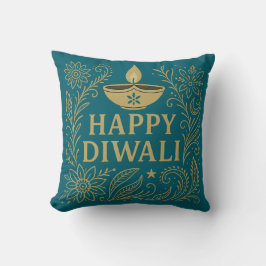 Happy Diwali Gold & Black Elegant Sierkussen