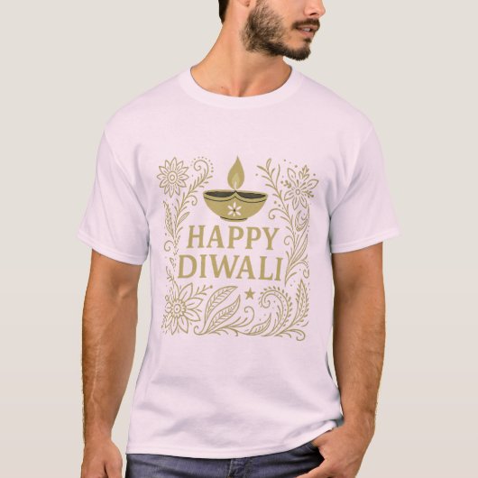 Happy Diwali Gold & Black Mannen Basic T-shirt (Voorkant)