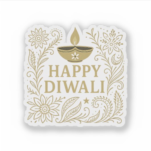 Happy Diwali Gold & Black Sticker Blad (Voorkant)