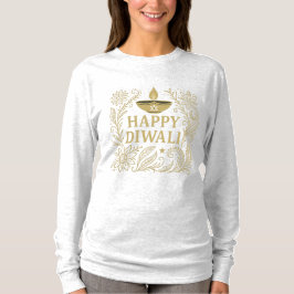 Happy Diwali Gold Elegant T-shirt met lange mouwen