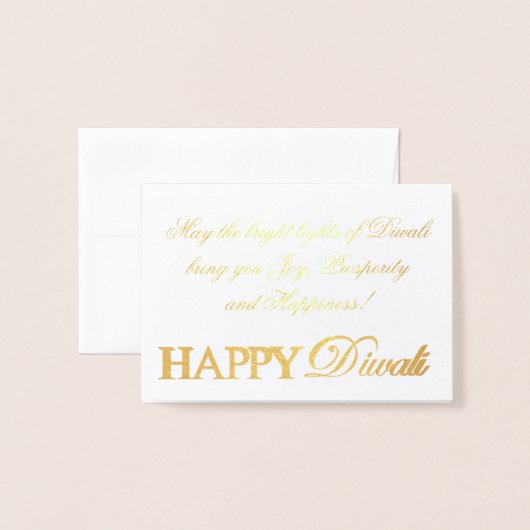 Happy Diwali Gold Foil Elegant Typografie Folie Kaarten (Voorkant met envelop)