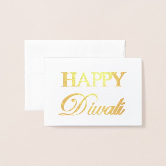 Happy Diwali Gold Foil Elegant Typografie Folie Kaarten (Voorkant met envelop)