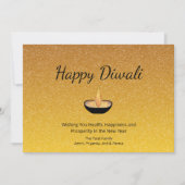 Happy Diwali Gold Glitter Diya Flame Lamp Feestdagenkaart (Voorkant)