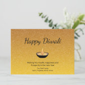 Happy Diwali Gold Glitter Diya Flame Lamp Feestdagenkaart (Staand voorkant)