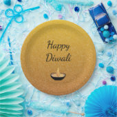 Happy Diwali Gold Glitter Diya Lamp Flame Papieren Bordje (Feest)