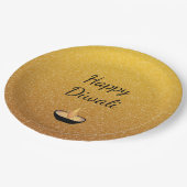 Happy Diwali Gold Glitter Diya Lamp Flame Papieren Bordje (Gekanteld)