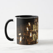 Happy Diwali Gold Stars Typography Candlelight Mok (Links)