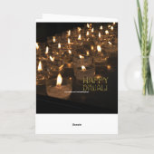 Happy Diwali Gouden Typografie Kaarsen Lichten Kaart (Achterkant)