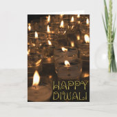Happy Diwali Gouden Typografie Kaarsen Lichten Kaart (Voorkant)