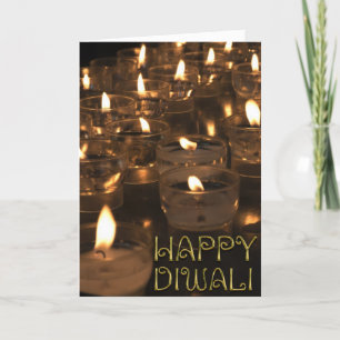 Happy Diwali Gouden Typografie Kaarsen Lichten Kaart
