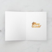 Happy Diwali Gouden Typografie Kaarsen Lichten Kaart (Binnen)