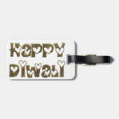 Happy Diwali Greeting Cute Hearts Typografie Bagagelabel (Achterkant horizontaal)