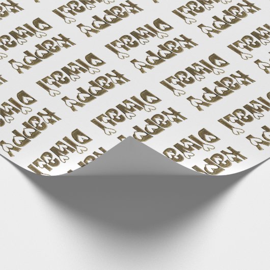 Happy Diwali Greeting Cute Hearts Typografie Cadeaupapier (Hoek)