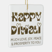 Happy Diwali Greeting Cute Hearts Typografie Keramisch Ornament (Rechts)