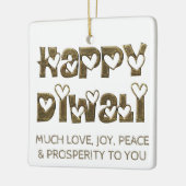 Happy Diwali Greeting Cute Hearts Typografie Keramisch Ornament (Links)