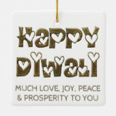 Happy Diwali Greeting Cute Hearts Typografie Keramisch Ornament (Achterkant)