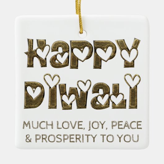Happy Diwali Greeting Cute Hearts Typografie Keramisch Ornament (Voorkant)