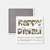 Happy Diwali Greeting Cute Hearts Typografie Magneet (Voorkant / Achterkant)