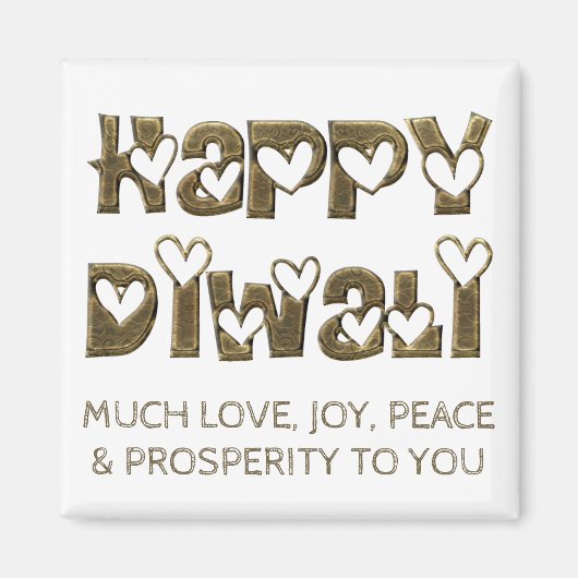 Happy Diwali Greeting Cute Hearts Typografie Magneet (Voorkant)