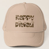 Happy Diwali Greeting Cute Hearts Typografie Trucker Pet (Voorkant)