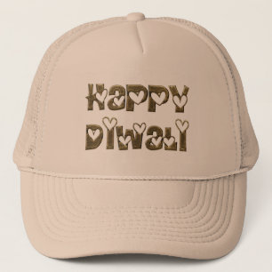 Happy Diwali Greeting Cute Hearts Typografie Trucker Pet