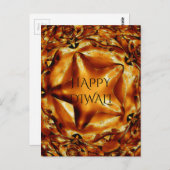 Happy Diwali Greeting Gold Copper Shiny Star Briefkaart (Voorkant / Achterkant)