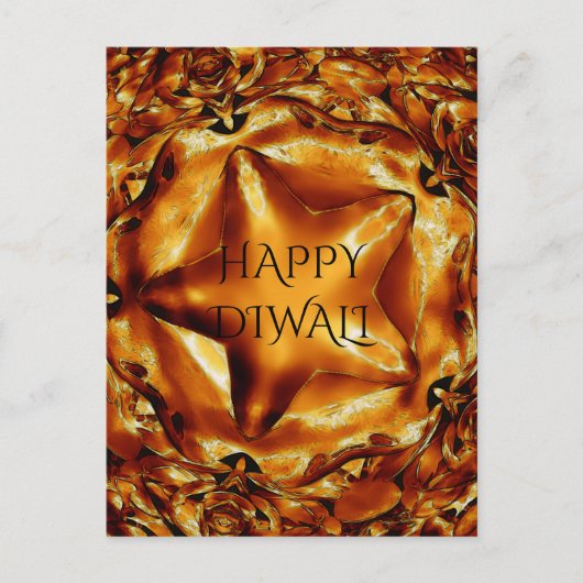 Happy Diwali Greeting Gold Copper Shiny Star Briefkaart (Voorkant)