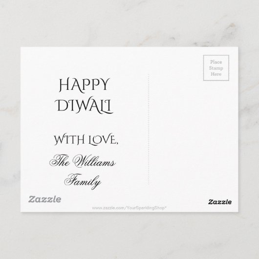 Happy Diwali Greeting Gold Copper Shiny Star Briefkaart (Achterkant)