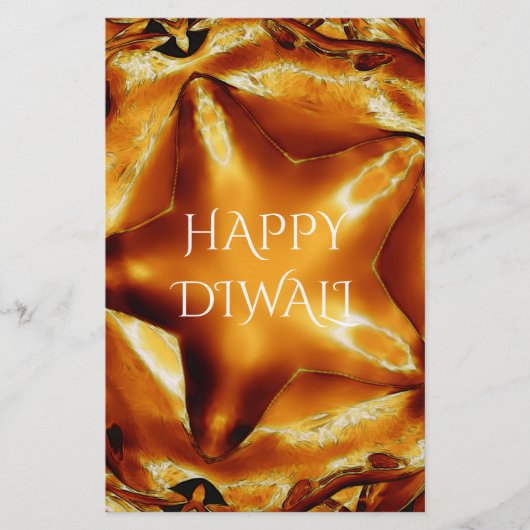Happy Diwali Greeting Gold Copper Shiny Star Briefpapier (Voorkant)