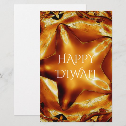 Happy Diwali Greeting Gold Copper Shiny Star Briefpapier (Voorkant / Achterkant)